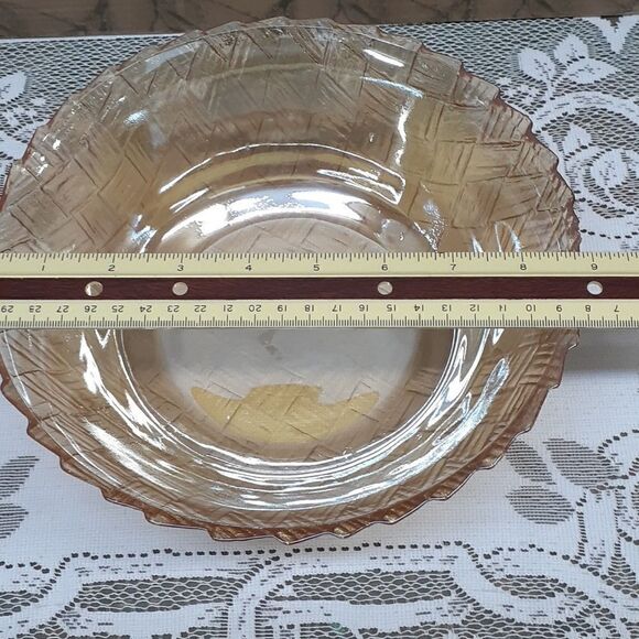 2-Pc. bundle of depression Indiana Marigold amber bowl and toothpick holder. - Picture 5 of 11